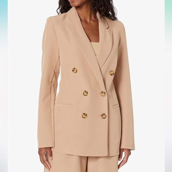 The Drop Jackets & Blazers - NWT The Drop Women's Kurt Double-Breasted Blazer Praline neutral career Small